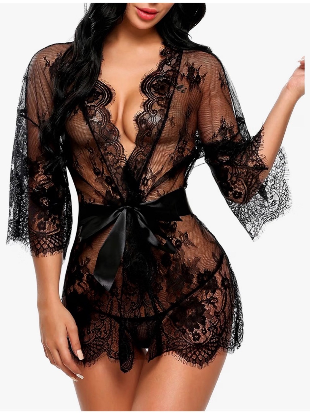 Womens Lace Kimono Robe